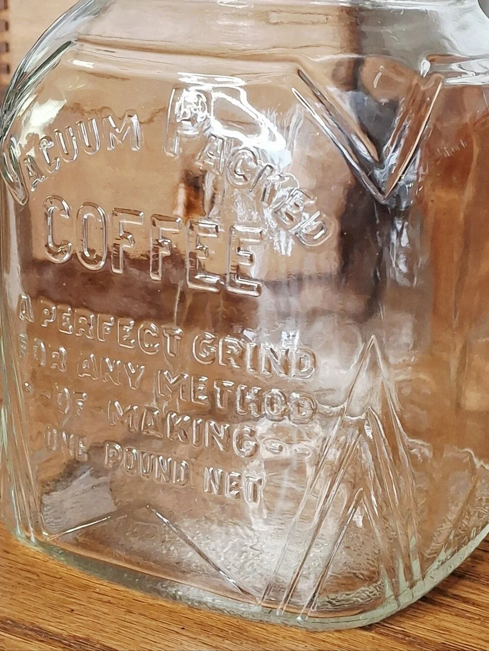 Vintage Owens Illinois Glass Coffee Jar Embossed 1935 Coffee Bar Kitchen Decor